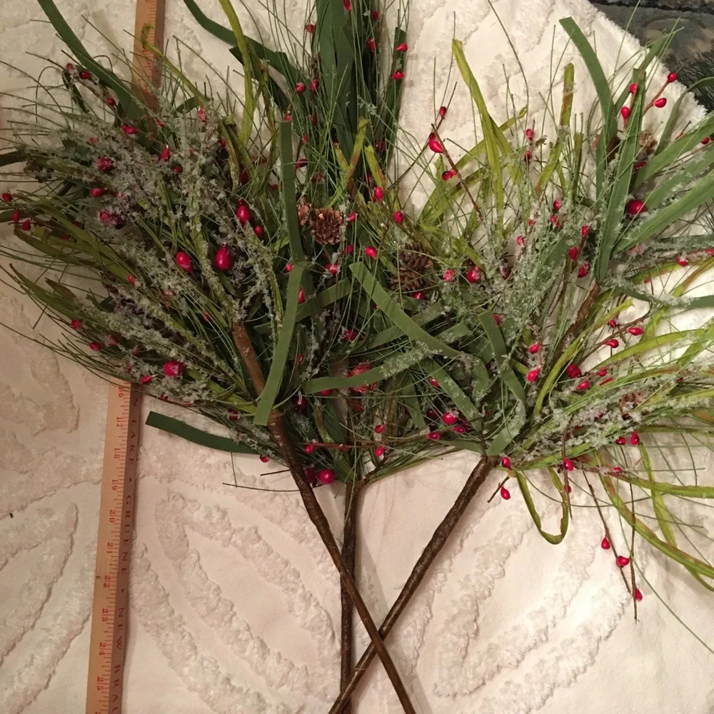 - 4 new Frosted pine berry stems 30”
